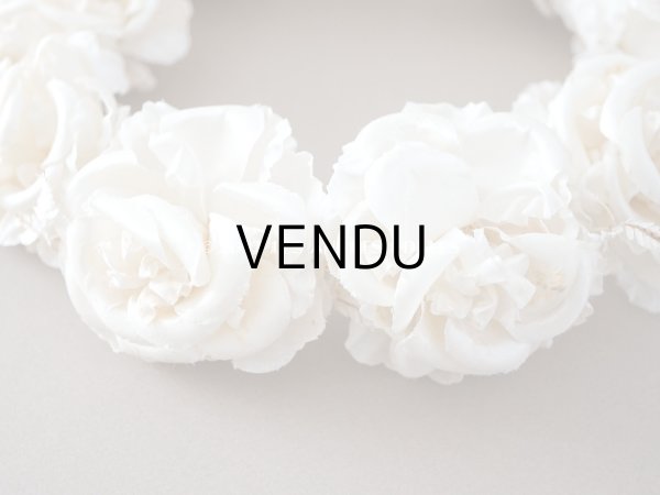 画像8: アンティーク シルクサテン 薔薇の布花のティアラ 花冠  エクリュ＆オフホワイト (8)