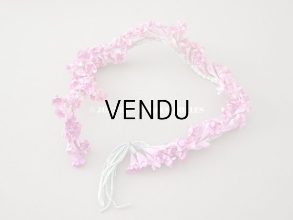 画像4: アンティーク ピンクの布花のガーランド　ティアラ 花冠　70cm (4)