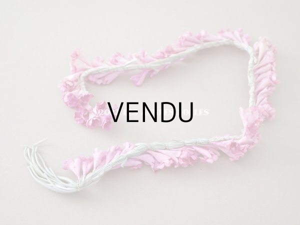 画像12: アンティーク ピンクの布花のガーランド　ティアラ 花冠　70cm (12)