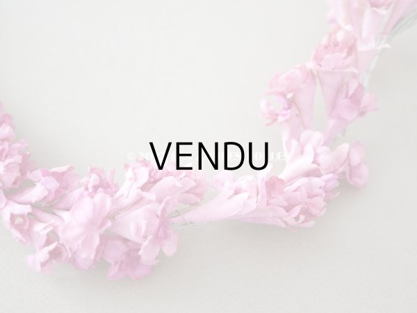 画像8: アンティーク ピンクの布花のガーランド　ティアラ 花冠　70cm (8)