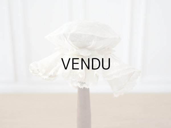 画像3: アンティーク ドール用　ボネ　パウダーグリーンのシルクリボン＆手編みのレース (3)