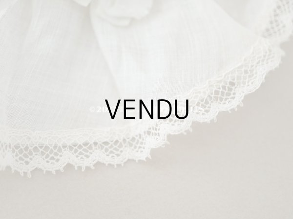 画像12: アンティーク ドール用　ボネ　パウダーグリーンのシルクリボン＆手編みのレース (12)