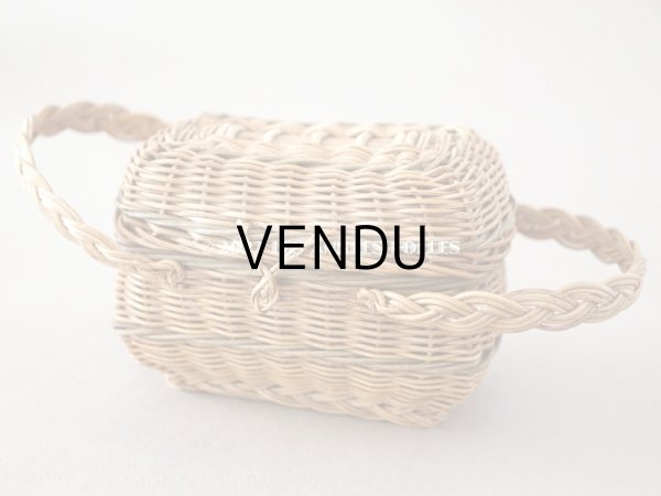 画像3: アンティーク ドール用 パニエ オリーブグリーンのライン入り (3)