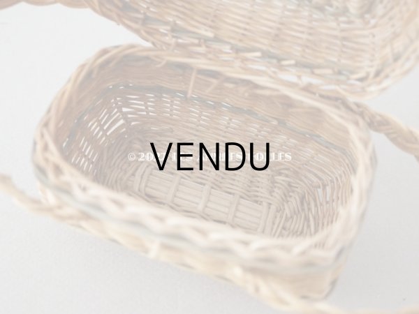 画像12: アンティーク ドール用 パニエ オリーブグリーンのライン入り (12)