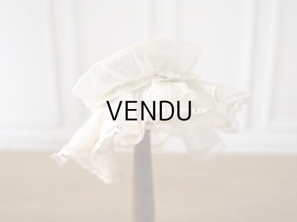 画像6: アンティーク ドール用　ボネ　パウダーグリーンのシルクリボン＆手編みのレース (6)