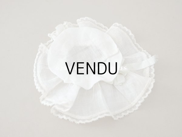 画像9: アンティーク ドール用　ボネ　パウダーグリーンのシルクリボン＆手編みのレース (9)