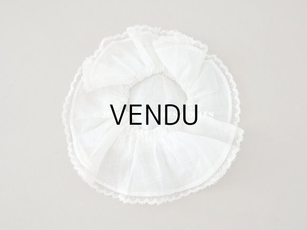 画像10: アンティーク ドール用　ボネ　パウダーグリーンのシルクリボン＆手編みのレース (10)