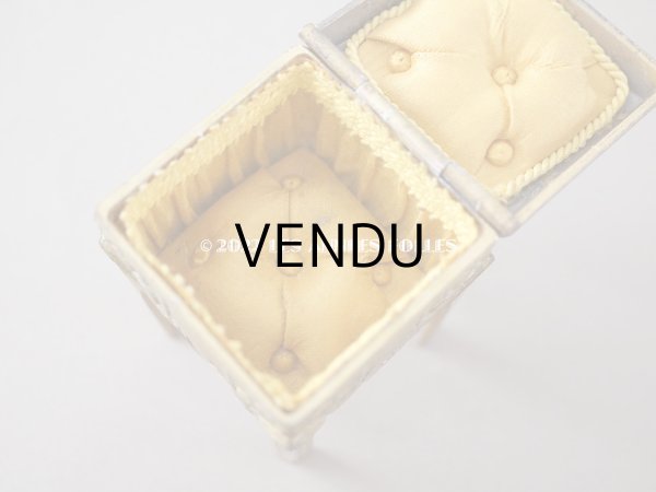 画像12: 1920年代 アンティーク 栗鼠のジュエリーボックス 　マスタードカラーのシルク製クッション　 (12)