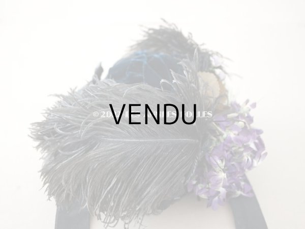 画像11: 19世紀 アンティーク  ベルギーの画家　Félicien Rops　婦人の遺品 菫の布花付き帽子 (11)