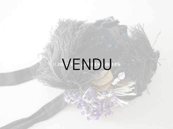 画像7: 19世紀 アンティーク  ベルギーの画家　Félicien Rops　婦人の遺品 菫の布花付き帽子 (7)