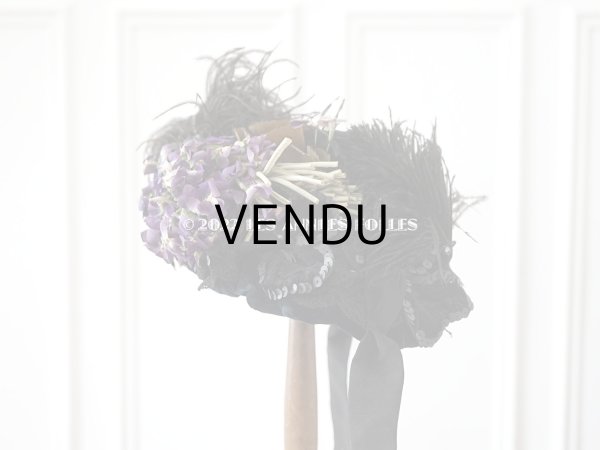 画像3: 19世紀 アンティーク  ベルギーの画家　Félicien Rops　婦人の遺品 菫の布花付き帽子 (3)