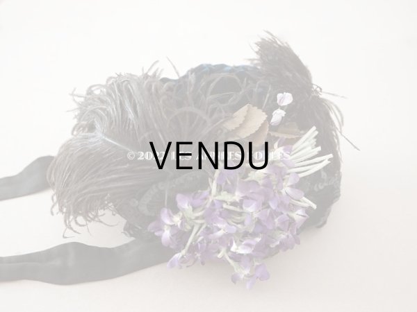 画像6: 19世紀 アンティーク  ベルギーの画家　Félicien Rops　婦人の遺品 菫の布花付き帽子 (6)