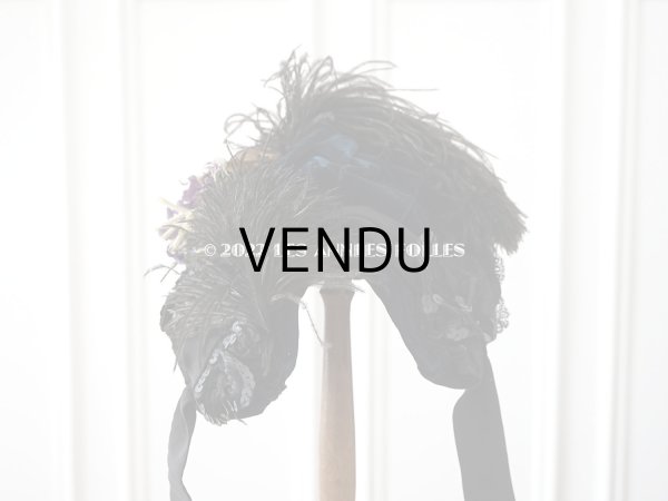 画像5: 19世紀 アンティーク  ベルギーの画家　Félicien Rops　婦人の遺品 菫の布花付き帽子 (5)