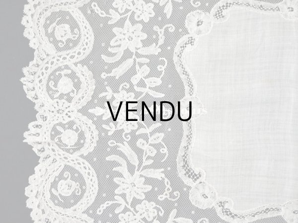 画像6: 1866年 アンティーク  結婚式のハンカチ アプリカシオン・アングルテール (ボビンレース)　 (6)