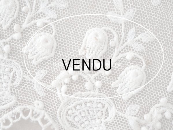 画像5: アンティーク 鈴蘭の刺繍入りレース　エクリュ　104cm (5)