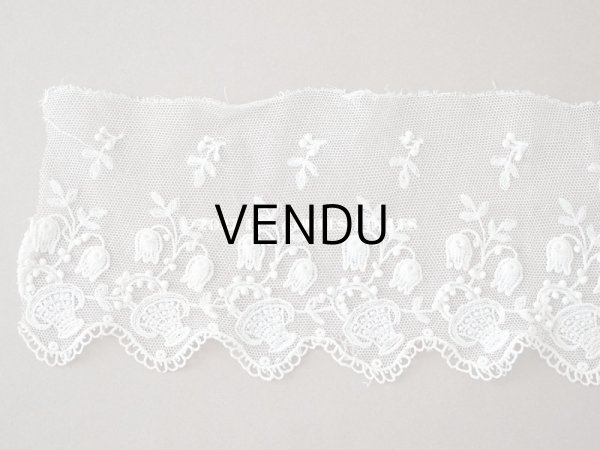 画像3: アンティーク 鈴蘭の刺繍入りレース　エクリュ　104cm (3)
