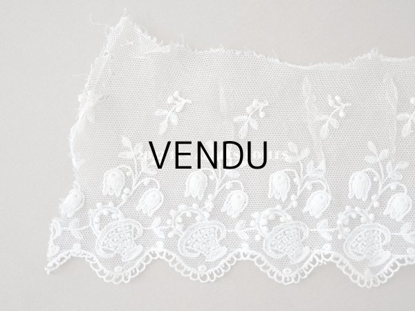 画像12: アンティーク 鈴蘭の刺繍入りレース　エクリュ　104cm (12)
