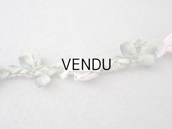 画像4: アンティーク シルク製ロココトリム　3色の薔薇 37cm (4)