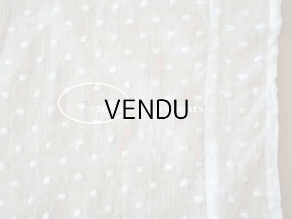 画像8: アンティーク  ドットの刺繍入り コットン生地 57×73cm (8)