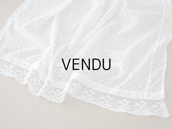 画像5: アンティーク  ドットの刺繍入り コットン生地 57×73cm (5)