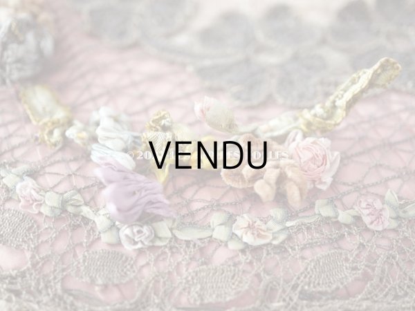 画像11: アンティーク シルク製　ロココモチーフ＆花かごのレース&ロココトリム カルトナージュボックス  (11)