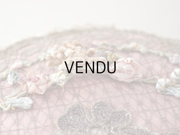 画像7: アンティーク シルク製　ロココモチーフ＆花かごのレース&ロココトリム カルトナージュボックス  (7)