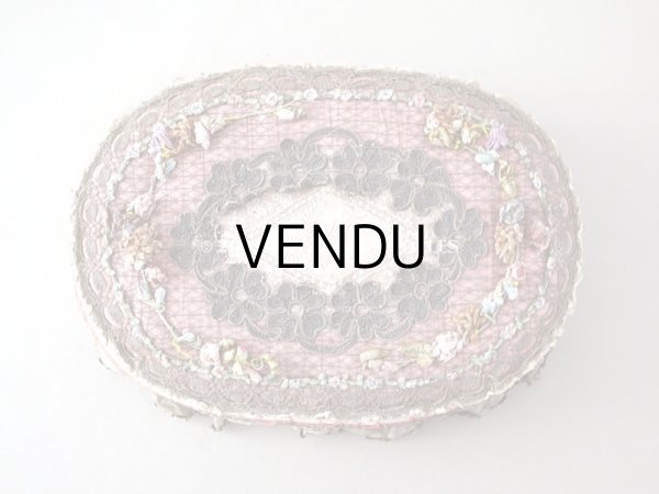 画像3: アンティーク シルク製　ロココモチーフ＆花かごのレース&ロココトリム カルトナージュボックス  (3)