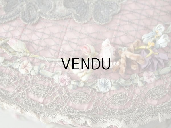 画像6: アンティーク シルク製　ロココモチーフ＆花かごのレース&ロココトリム カルトナージュボックス  (6)