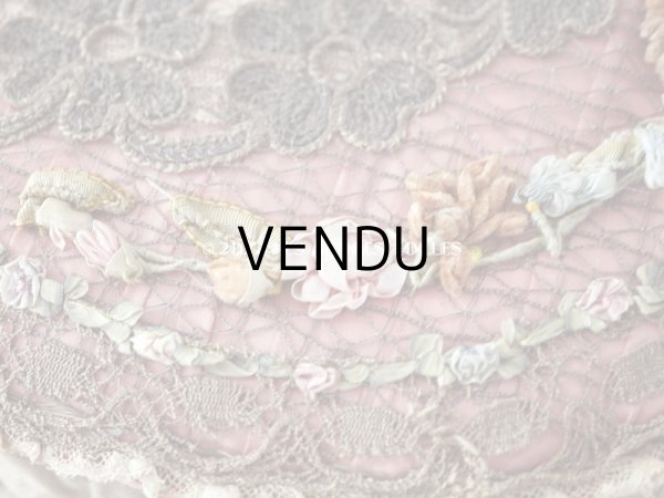 画像9: アンティーク シルク製　ロココモチーフ＆花かごのレース&ロココトリム カルトナージュボックス  (9)