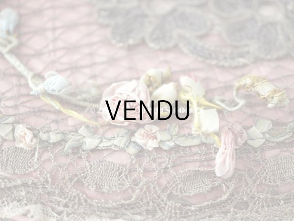 画像8: アンティーク シルク製　ロココモチーフ＆花かごのレース&ロココトリム カルトナージュボックス  (8)