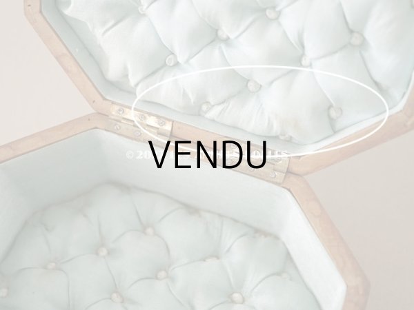 画像9: アンティーク モシュリンヌ　鈴蘭のジュエリーボックス パウダーブルーのシルク製クッション (9)