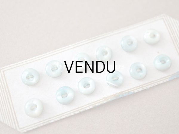 画像4: 1920年 アンティーク マザーオブパール製 極小 ボタン 6mm 12ピース シェルボタン ブルー (4)