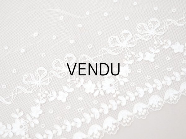 画像8: アンティーク リボン＆花のガーランド 小さなポンポン付 幅広レース   幅18cm (8)