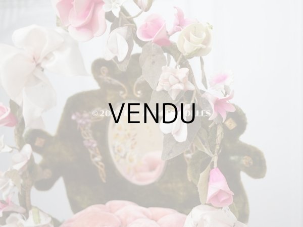 画像11: 1900年頃 アンティーク  グローブ・ド・マリエのパニエ型クッション  アイリスの花 (11)