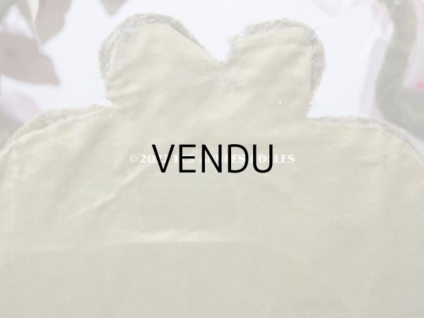 画像17: 1900年頃 アンティーク  グローブ・ド・マリエのパニエ型クッション  アイリスの花 (17)