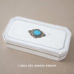 画像: 【クリスマスセール2022対象外】19世紀 ナポレオン3世時代 アンティーク お菓子箱 チョコレートボックス　 ブルーのグラスストーン