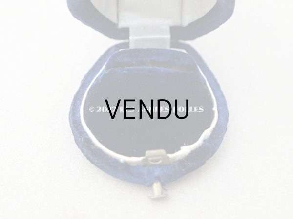 画像11: 【クリスマスセール2022対象外】19世紀 アンティーク リングボックス ナイトブルーのベルベット ジュエリーボックス  (11)