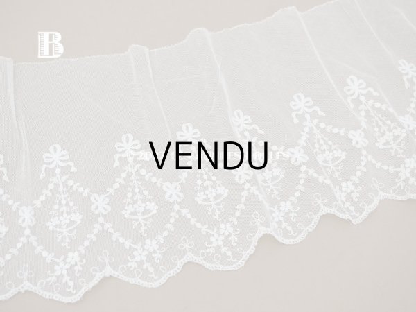 画像8: 【クリスマスセール2022対象外】アンティーク 花の刺繍入り 幅広レース 幅26.5〜28.5cm (8)