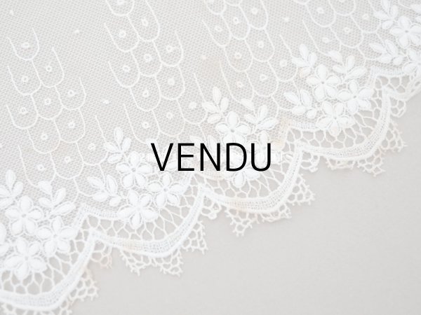 画像8: 【クリスマスセール2022対象外】アンティーク 花の刺繍入り 幅広レース   幅25.5cm (8)