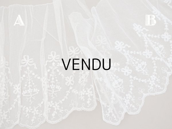 画像14: 【クリスマスセール2022対象外】アンティーク 花の刺繍入り 幅広レース 幅26.5〜28.5cm (14)