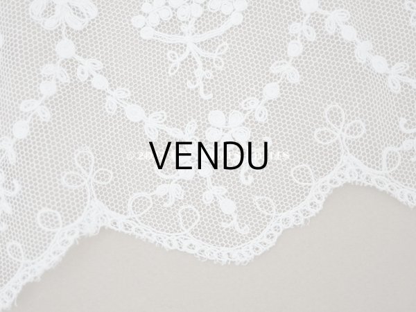画像11: 【クリスマスセール2022対象外】アンティーク 花の刺繍入り 幅広レース 幅26.5〜28.5cm (11)