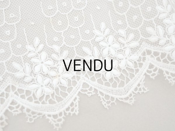 画像5: 【クリスマスセール2022対象外】アンティーク 花の刺繍入り 幅広レース   幅25.5cm (5)