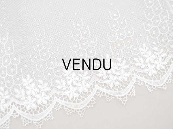 画像3: 【クリスマスセール2022対象外】アンティーク 花の刺繍入り 幅広レース   幅25.5cm (3)