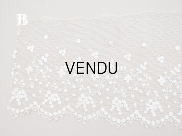 画像7: 【クリスマスセール2022対象外】アンティーク 花刺繍の幅広レース  92cm 幅11.5〜15cm (7)