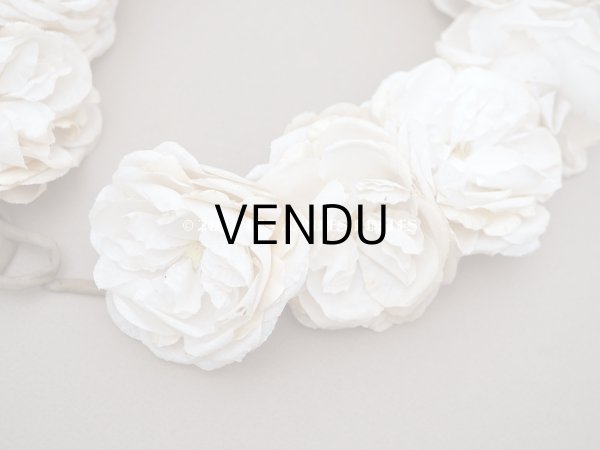 画像6: アンティーク 薔薇の布花のティアラ 花冠  オフホワイト (6)