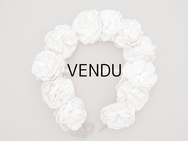 画像3: アンティーク 薔薇の布花のティアラ 花冠  オフホワイト (3)