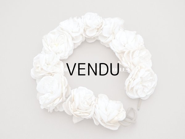 画像4: アンティーク 薔薇の布花のティアラ 花冠  オフホワイト (4)