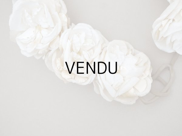 画像9: アンティーク 薔薇の布花のティアラ 花冠  オフホワイト (9)