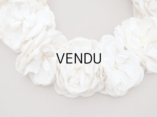 画像7: アンティーク 薔薇の布花のティアラ 花冠  オフホワイト (7)