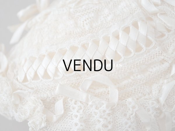 画像8: アンティーク 新品同様 バテム用　レース&フリル使いのボネ ベビー用ボネ (8)